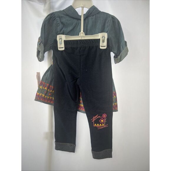 Little Lass Girls Infant Toddler 24 Month Western Denim 2 Piece Outfit NEW - Picture 6 of 8